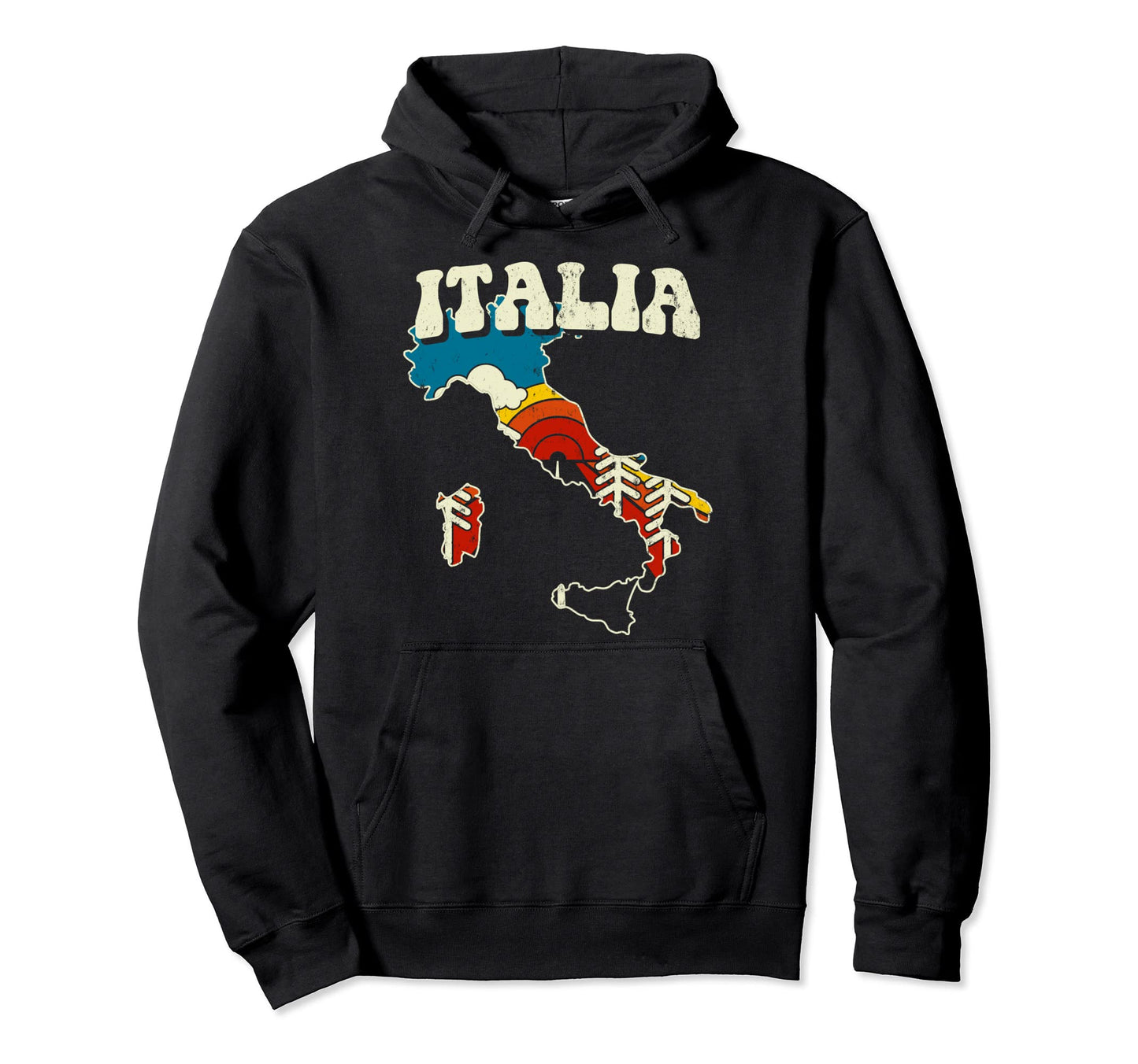 Italy Italian Country Rainbow 70S Hoodie - Fun Novelty Design for Adults - T-Shirt, Sweatshirt, Hoodie