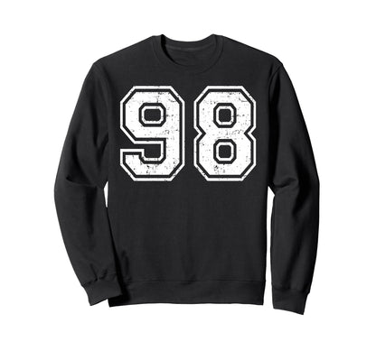 98 Number Ninety Eight Team Sports Sweatshirt - Novelty Apparel for Adults - T-Shirt, Sweatshirt, Hoodie