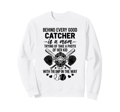 Baseball Catcher Mom Funny Sweatshirt - Fun Novelty Design for Adults - T-Shirt, Sweatshirt, Hoodie