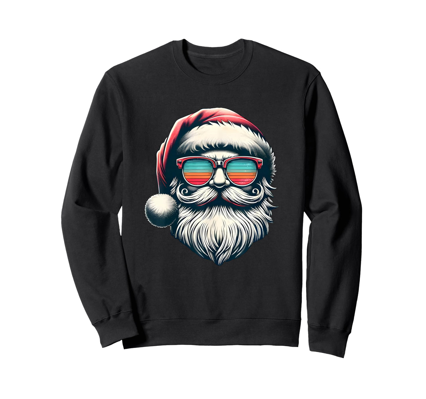 Santa Rainbow Sunglasses Vibes Sweatshirt - Fun Novelty Design for Adults - T-Shirt, Sweatshirt, Hoodie