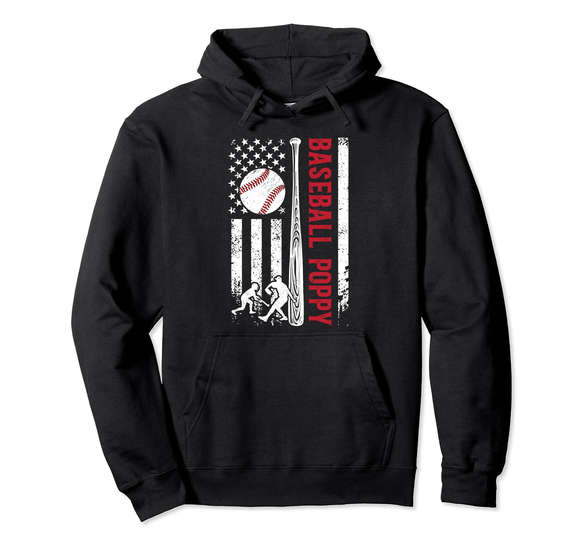 Baseball Poppy Us Flag Poppy Baseball Hoodie - Minimalist Print Men Women - T-Shirt, Sweatshirt, Hoodie