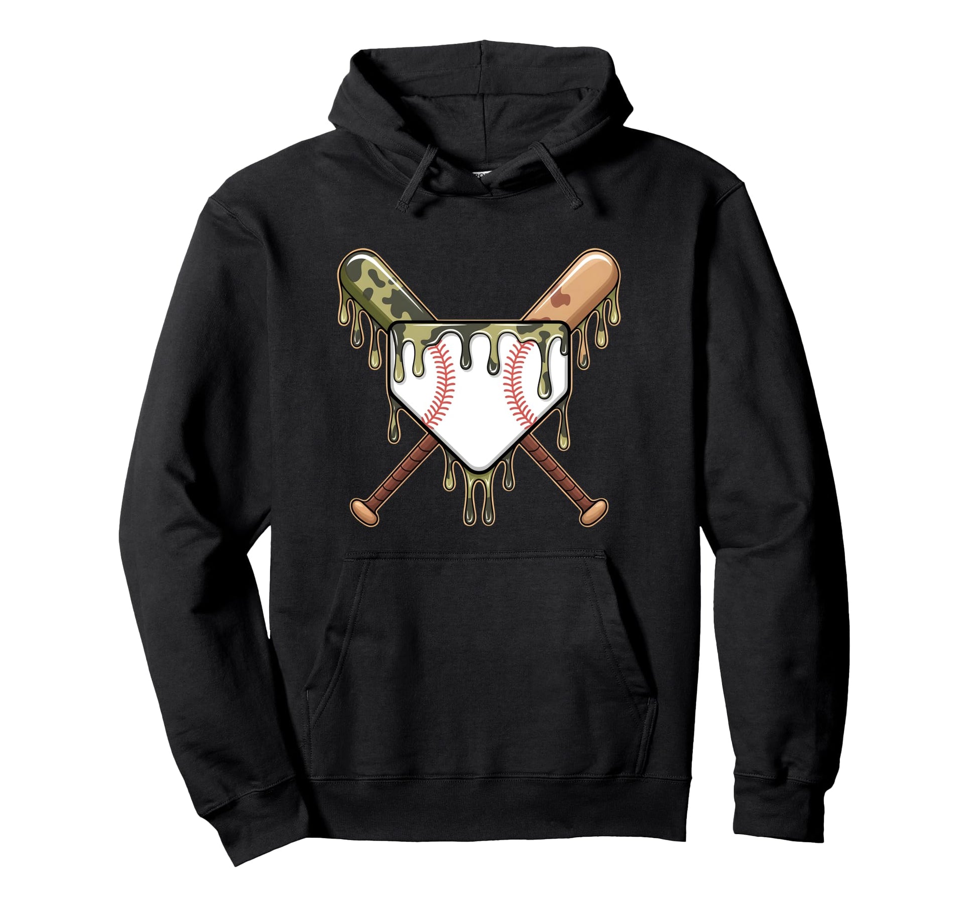 Baseball Camo Drip Home Plate Mom Green Hoodie - Custom Art Print Men Women - T-Shirt, Sweatshirt, Hoodie