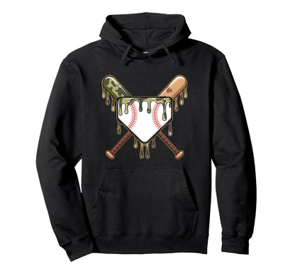 Baseball Camo Drip Home Plate Mom Green Hoodie - Custom Art Print Men Women - T-Shirt, Sweatshirt, Hoodie