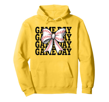 Baseball Game Day Coquette Bow Baseball Hoodie - Unique Graphic for Adults - T-Shirt, Sweatshirt, Hoodie