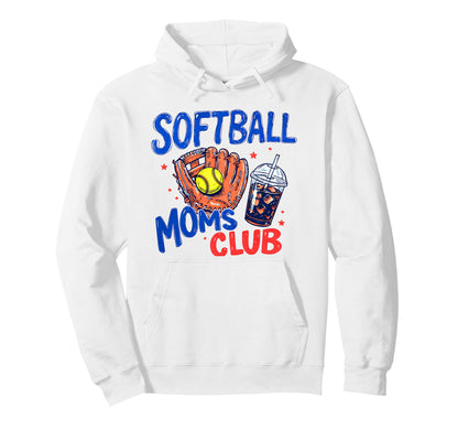 Softball Mom Club Whimsical Hoodie - Fun Novelty Design for Adults - T-Shirt, Sweatshirt, Hoodie