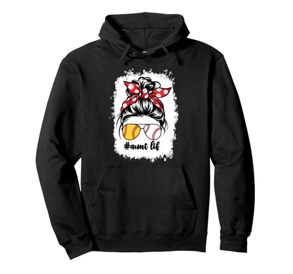 Half Softball And Baseball Aunt Hoodie - Casual Everyday Wear for Adults - T-Shirt, Sweatshirt, Hoodie