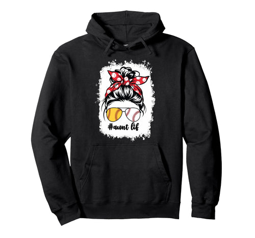 Half Softball And Baseball Aunt Hoodie - Casual Everyday Wear for Adults - T-Shirt, Sweatshirt, Hoodie