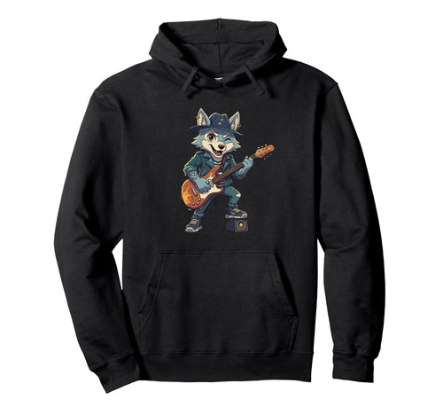 Punk Rocker Husky Playing Guitar Stage Hoodie - Unique Graphic for Adults - T-Shirt, Sweatshirt, Hoodie