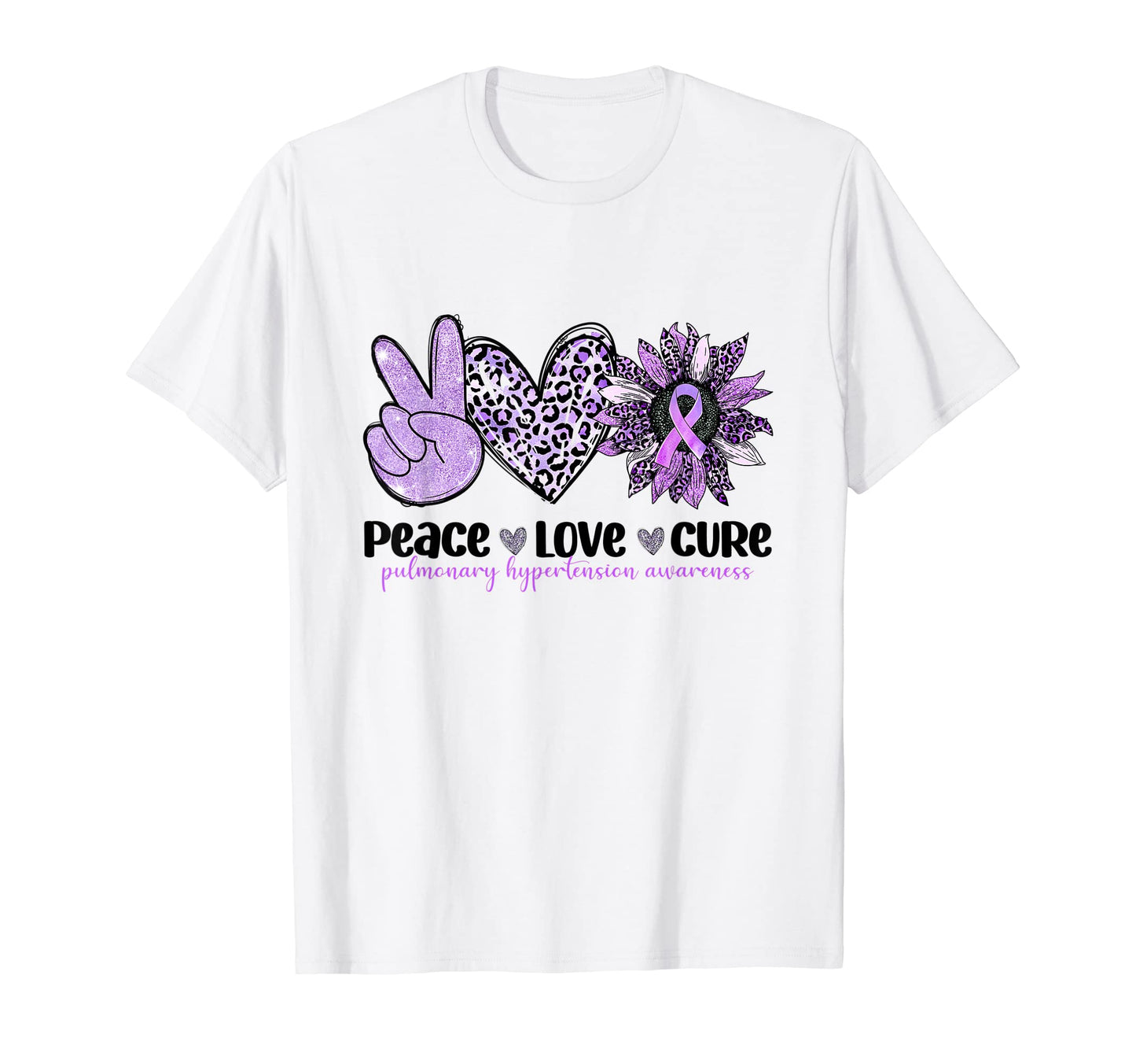 Leopard Sunflower Peace Love Cure T-Shirt - Casual Everyday Wear Unisex - T-Shirt, Sweatshirt, Hoodie