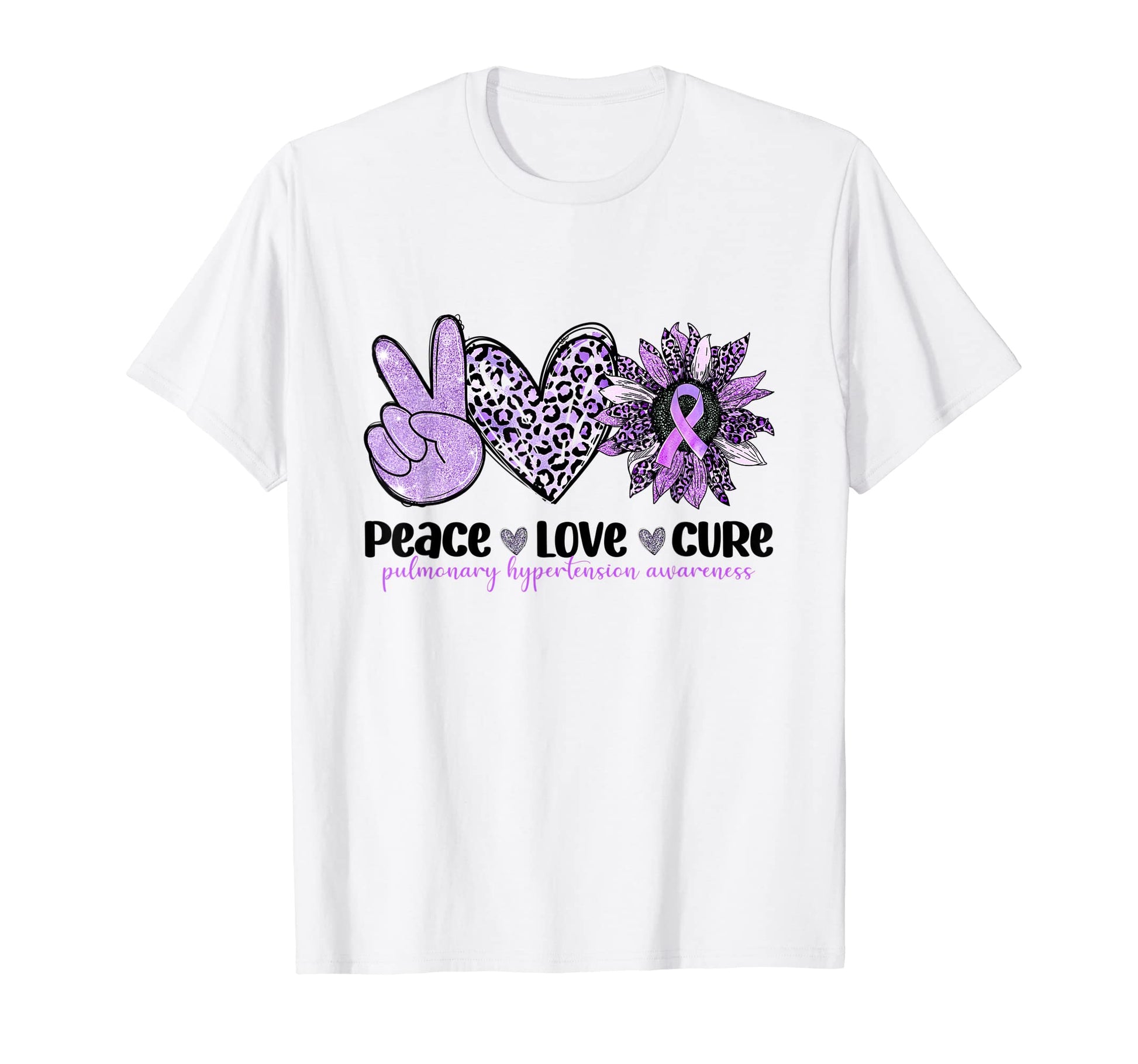 Leopard Sunflower Peace Love Cure T-Shirt - Casual Everyday Wear Unisex - T-Shirt, Sweatshirt, Hoodie