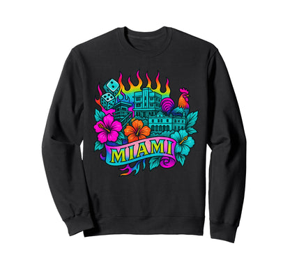 Miami Tattoo Rainbow City Art Sweatshirt - Streetwear Style Unisex - T-Shirt, Sweatshirt, Hoodie