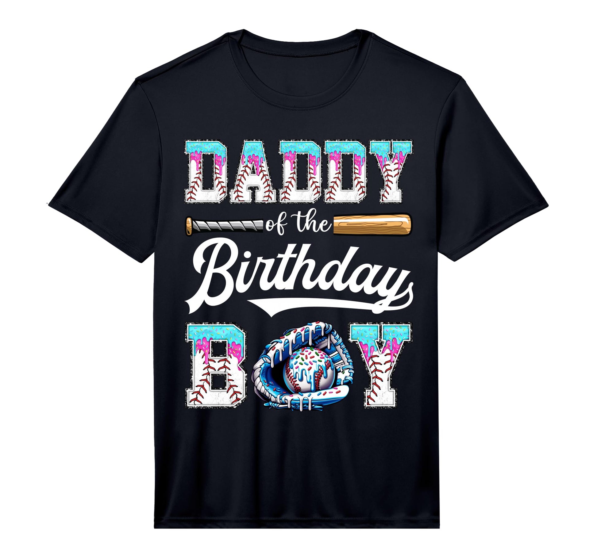 Daddy Birthday Baseball Ice Cream Drip T-Shirt - Custom Art Print Unisex - T-Shirt, Sweatshirt, Hoodie