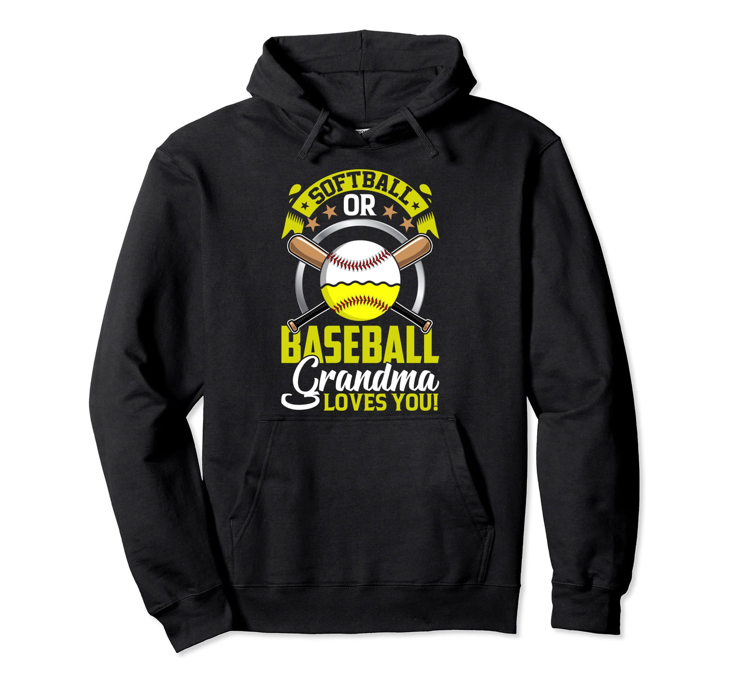 Softball Or Baseball Grandma Loves Hoodie - Casual Everyday Wear Unisex - T-Shirt, Sweatshirt, Hoodie
