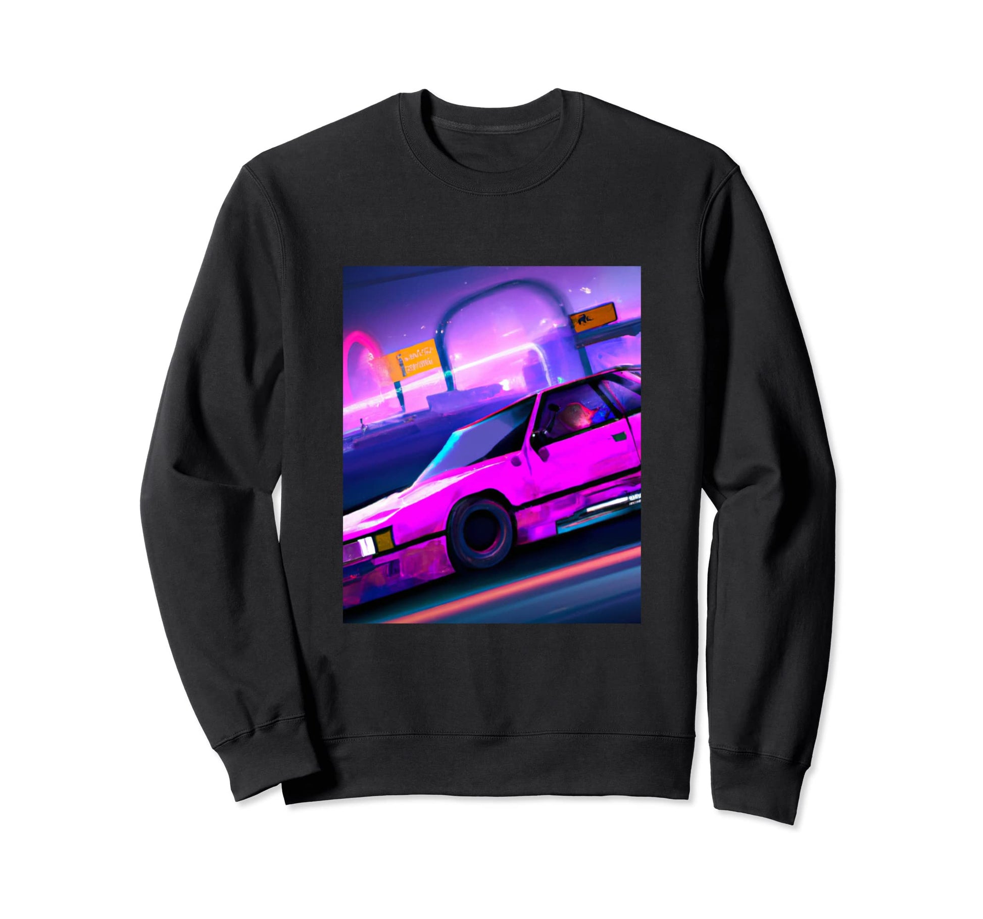 Vaporwave Car Synthwave City Sweatshirt - Custom Art Print Men Women - T-Shirt, Sweatshirt, Hoodie