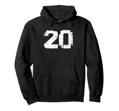 Number 20 Sport White Varsity Number Hoodie - Graphic Print Men Women - T-Shirt, Sweatshirt, Hoodie