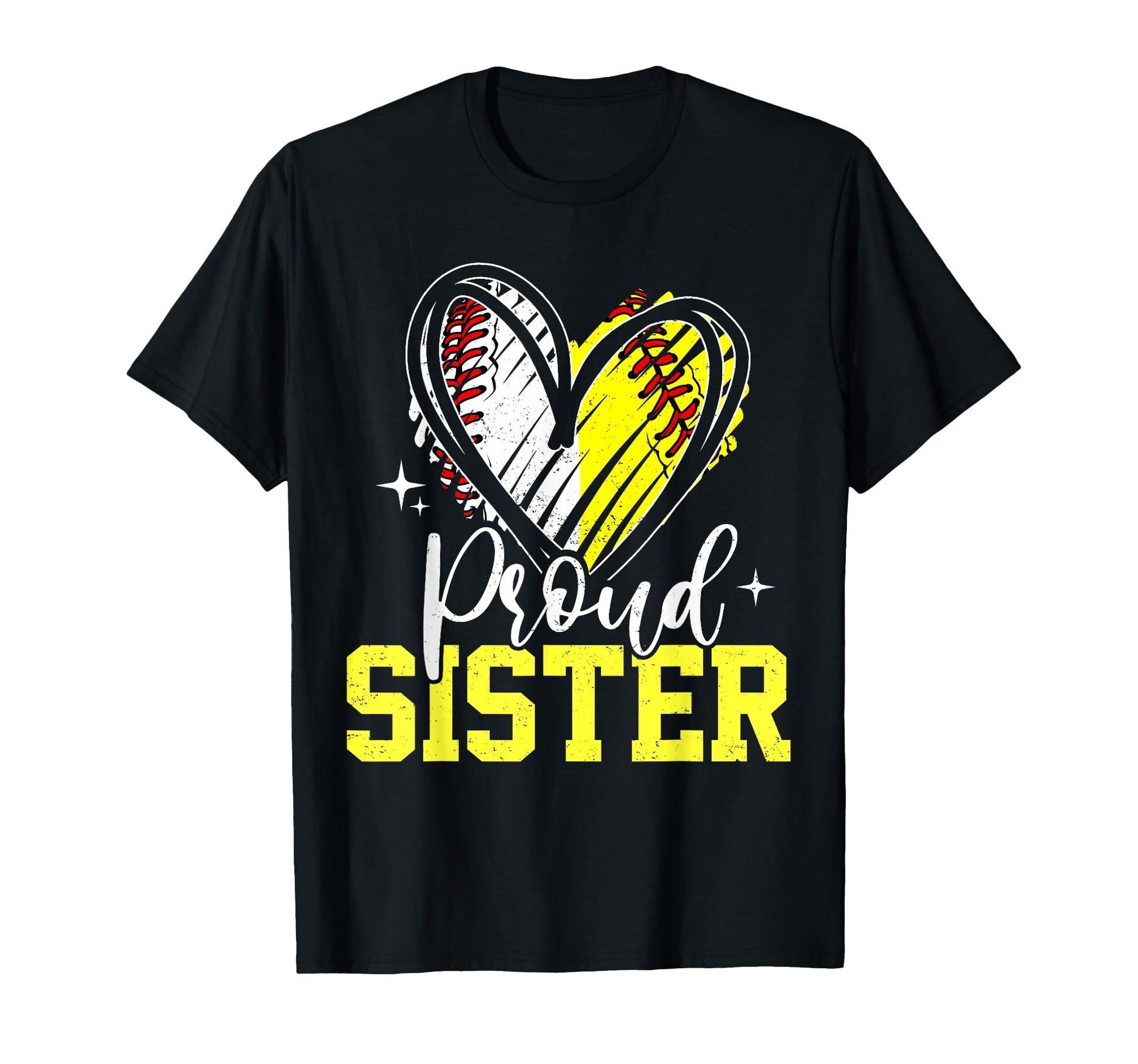 Proud Sister Baseball Softball Heart T-Shirt - Minimalist Print for Adults - T-Shirt, Sweatshirt, Hoodie