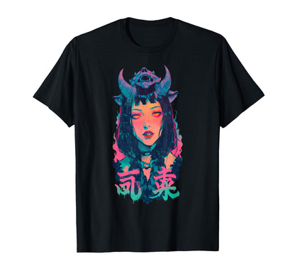 Goth Grunge Demon Anime Waifu T-Shirt - Aesthetic Graphic for Adults - T-Shirt, Sweatshirt, Hoodie