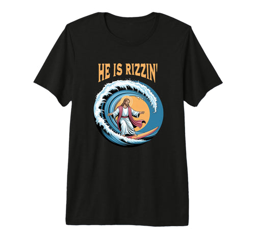 He Is Rizzin Jesus Surfing Funny T-Shirt - Aesthetic Graphic for Adults - T-Shirt, Sweatshirt, Hoodie