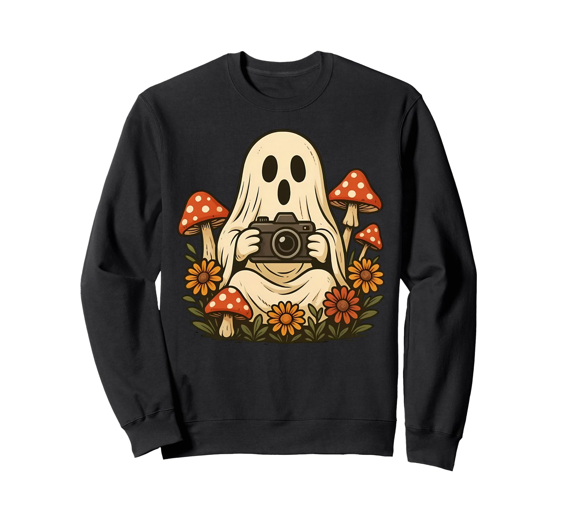 Fall Mushroom Ghost Camera Woodland Sweatshirt - Minimalist Print Unisex - T-Shirt, Sweatshirt, Hoodie