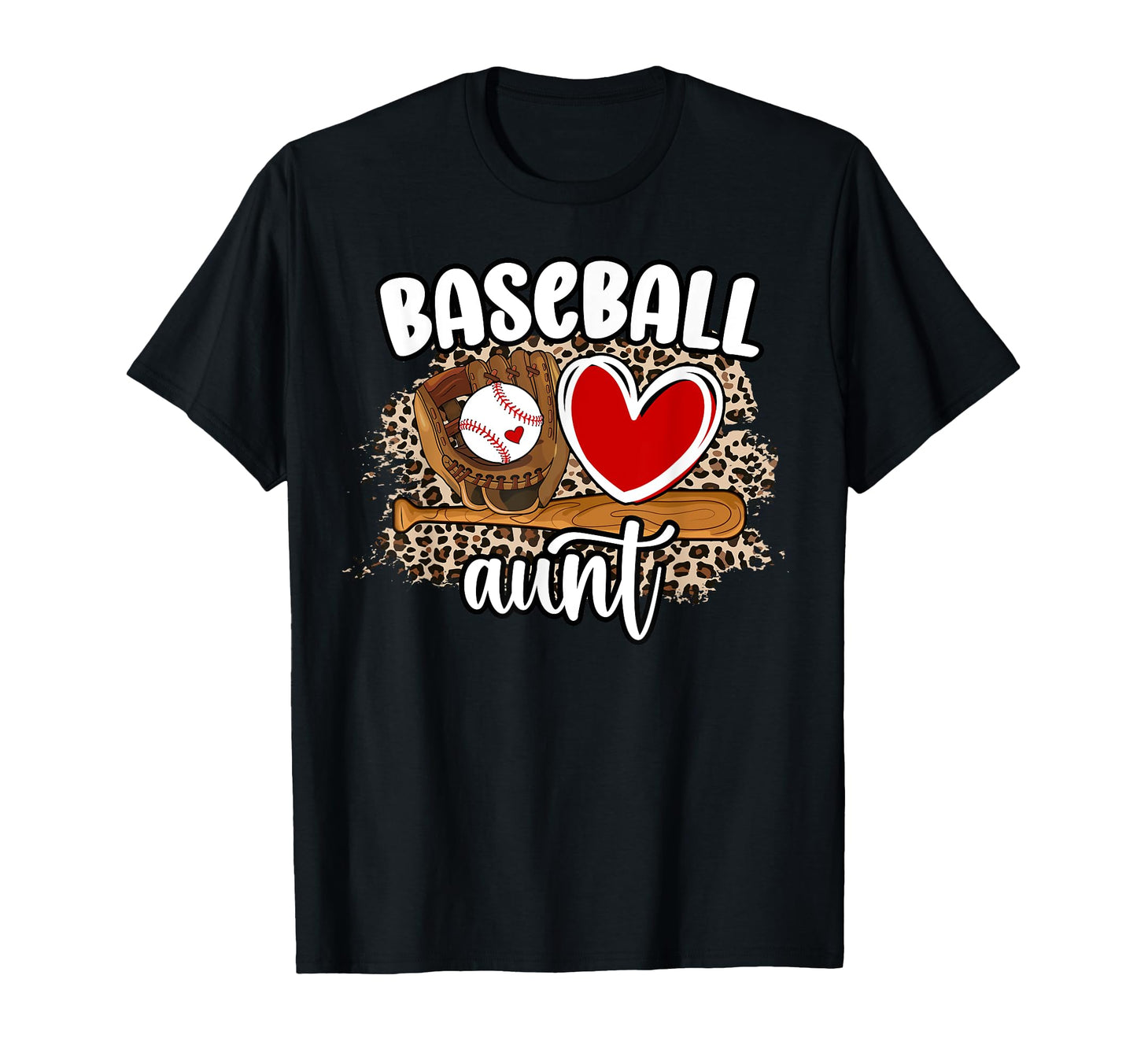 Baseball Aunt Leopard Aunt Baseball T-Shirt - Custom Art Print Unisex - T-Shirt, Sweatshirt, Hoodie