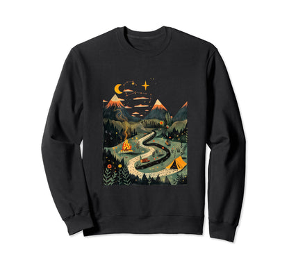 Camping Mountains Trail Hiking Under Sweatshirt - Unique Graphic Men Women - T-Shirt, Sweatshirt, Hoodie