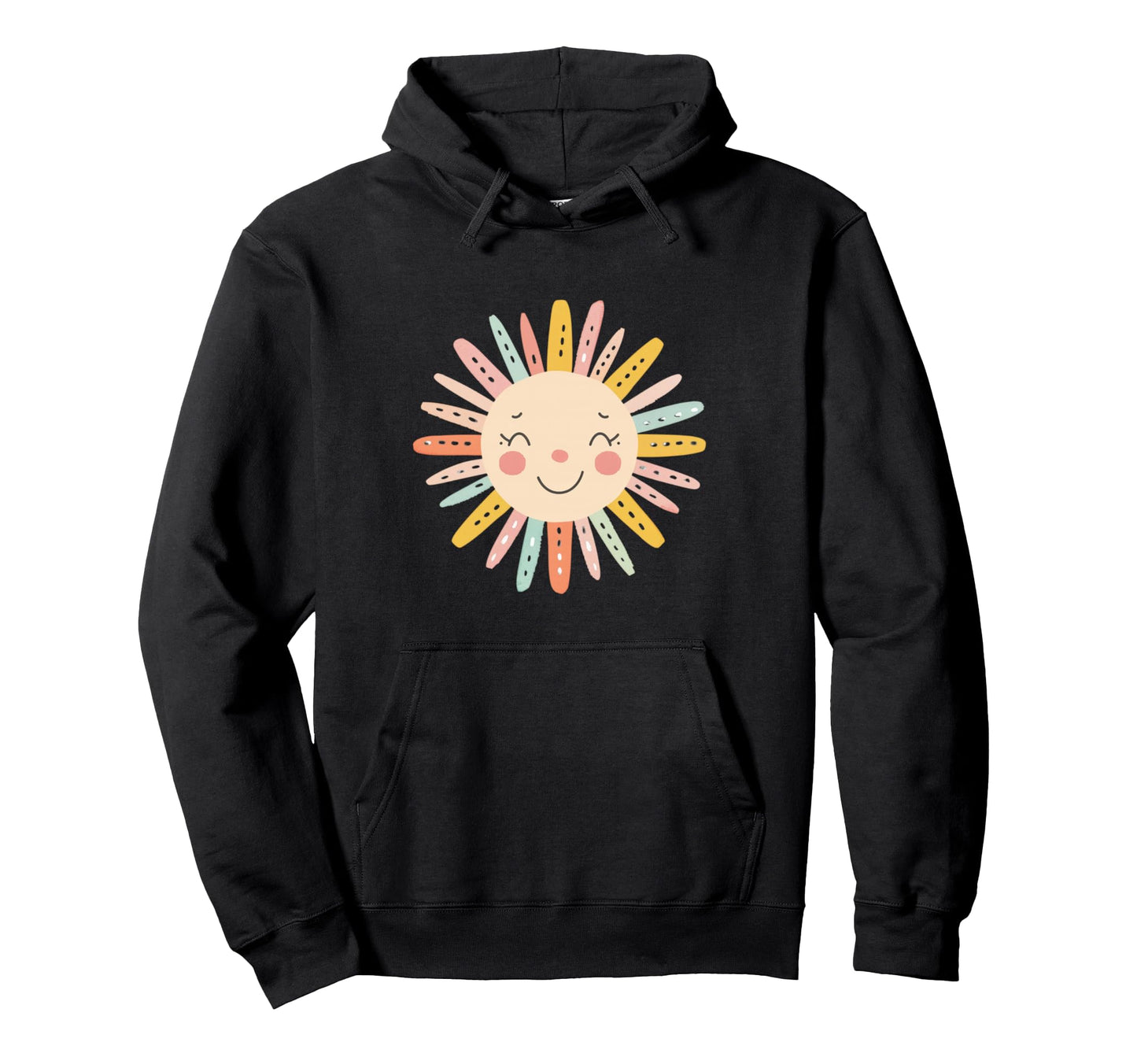 Sun 70S Rainbow Art Boho Boho Sun Hoodie - Casual Everyday Wear Unisex - T-Shirt, Sweatshirt, Hoodie