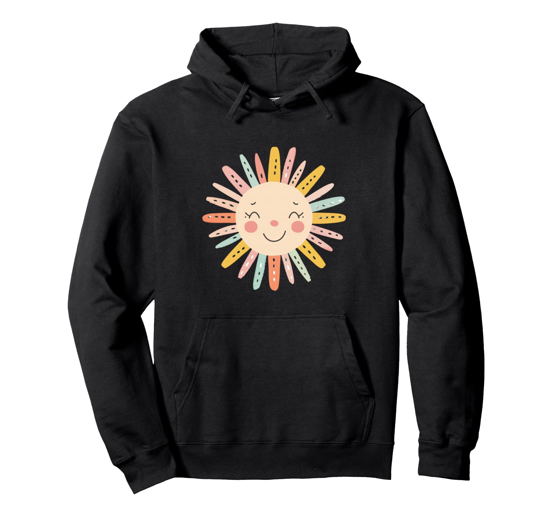 Sun 70S Rainbow Art Boho Boho Sun Hoodie - Casual Everyday Wear Unisex - T-Shirt, Sweatshirt, Hoodie