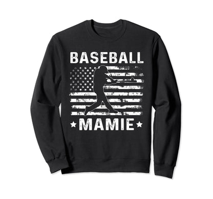 Baseball Mamie Grandma Usa Flag Sweatshirt - Aesthetic Graphic Men Women - T-Shirt, Sweatshirt, Hoodie