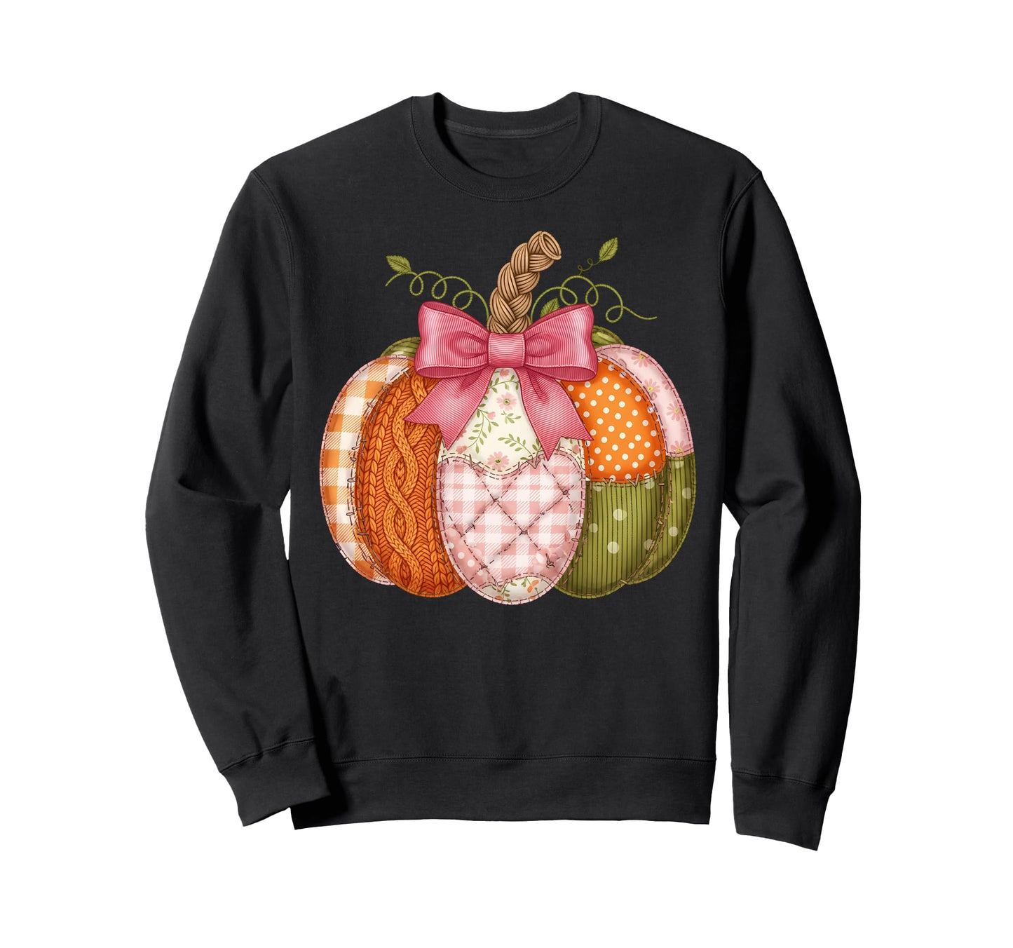 Pumpkin Patchwork Boho Floral Fall Sweatshirt - Trendy Graphic Men Women - T-Shirt, Sweatshirt, Hoodie
