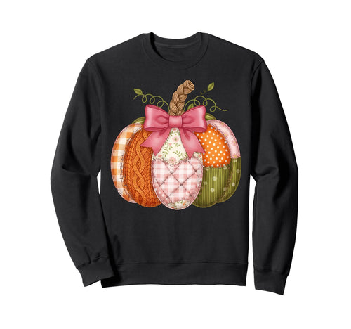Pumpkin Patchwork Boho Floral Fall Sweatshirt - Trendy Graphic Men Women - T-Shirt, Sweatshirt, Hoodie