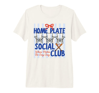 Baseball Home Plate Social Club Funny T-Shirt - Fun Novelty Design Unisex - T-Shirt, Sweatshirt, Hoodie
