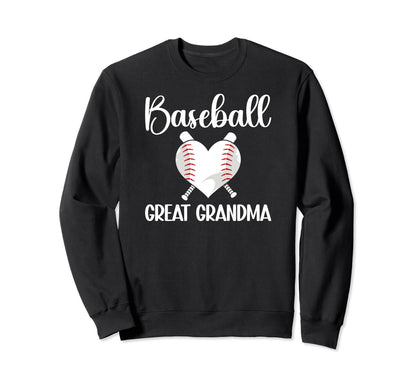 Baseball Great Grandma Heart Baseball Sweatshirt - Custom Art Print Unisex - T-Shirt, Sweatshirt, Hoodie