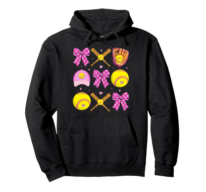 Checkered Mama Bow Softball Mom Game Hoodie - Unique Graphic for Adults - T-Shirt, Sweatshirt, Hoodie