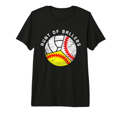 Aunt Ballers Funny Baseball Softball T-Shirt - Minimalist Print Unisex - T-Shirt, Sweatshirt, Hoodie