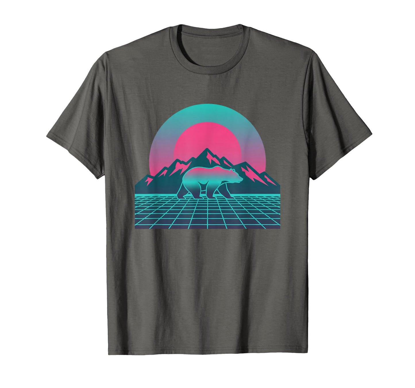 Bear Sunset Mountain Vaporwave T-Shirt - Trendy Graphic for Adults - T-Shirt, Sweatshirt, Hoodie