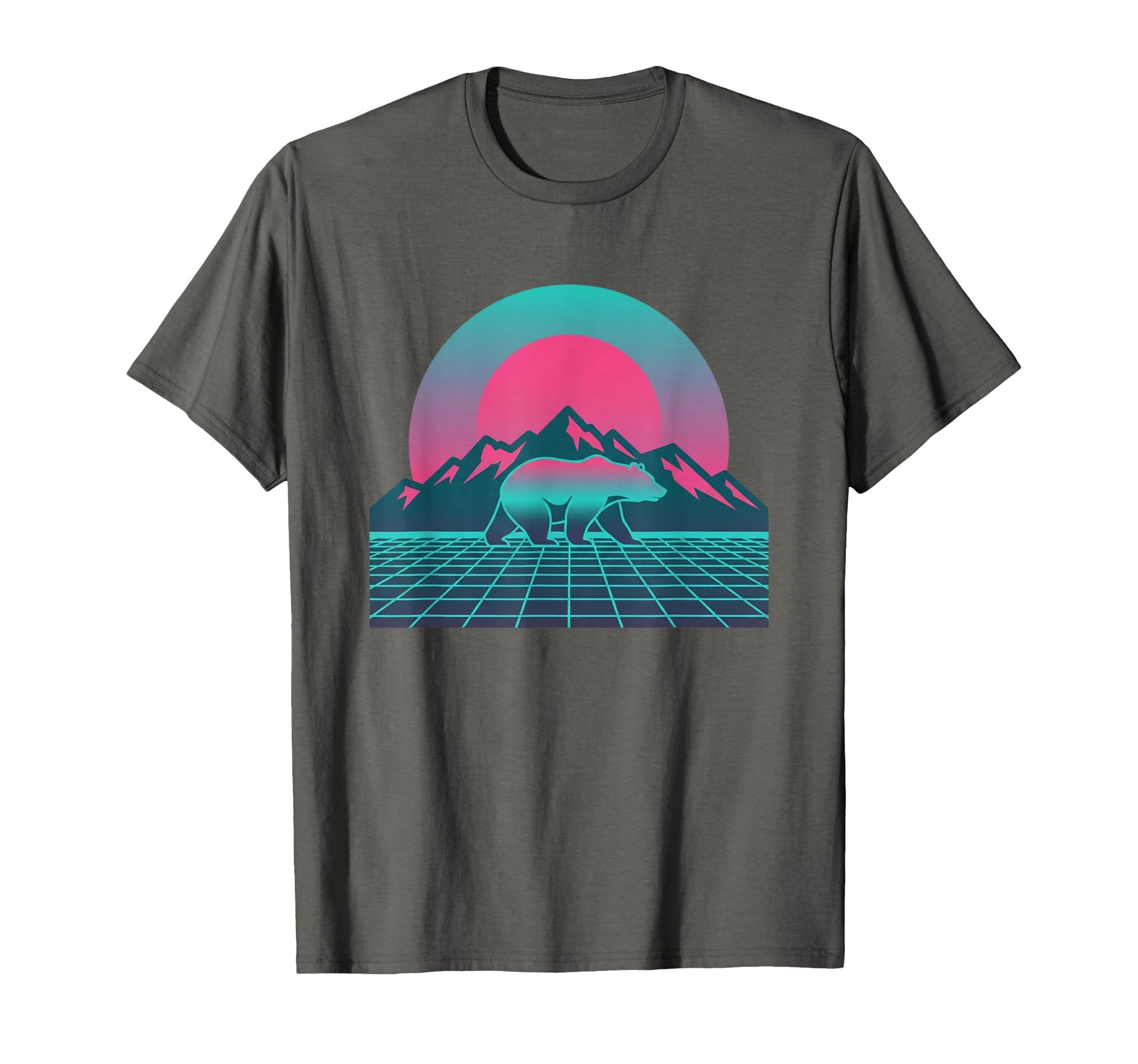 Bear Sunset Mountain Vaporwave T-Shirt - Trendy Graphic for Adults - T-Shirt, Sweatshirt, Hoodie