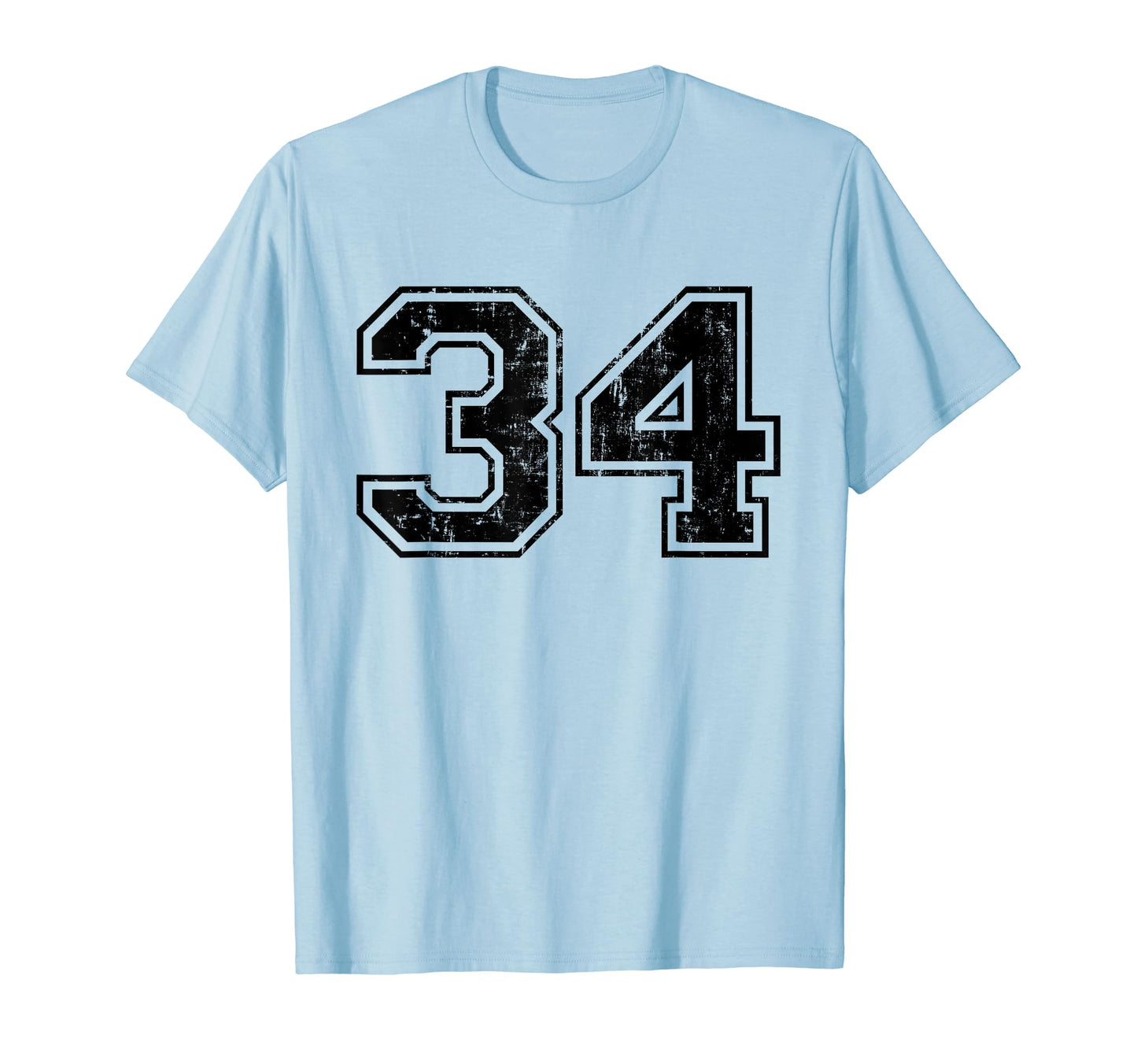 Number 34 Varsity Distressed Sport T-Shirt - Custom Art Print for Adults - T-Shirt, Sweatshirt, Hoodie