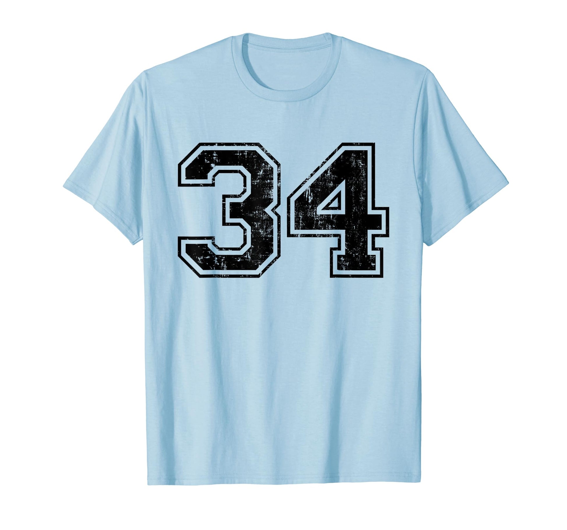 Number 34 Varsity Distressed Sport T-Shirt - Custom Art Print for Adults - T-Shirt, Sweatshirt, Hoodie