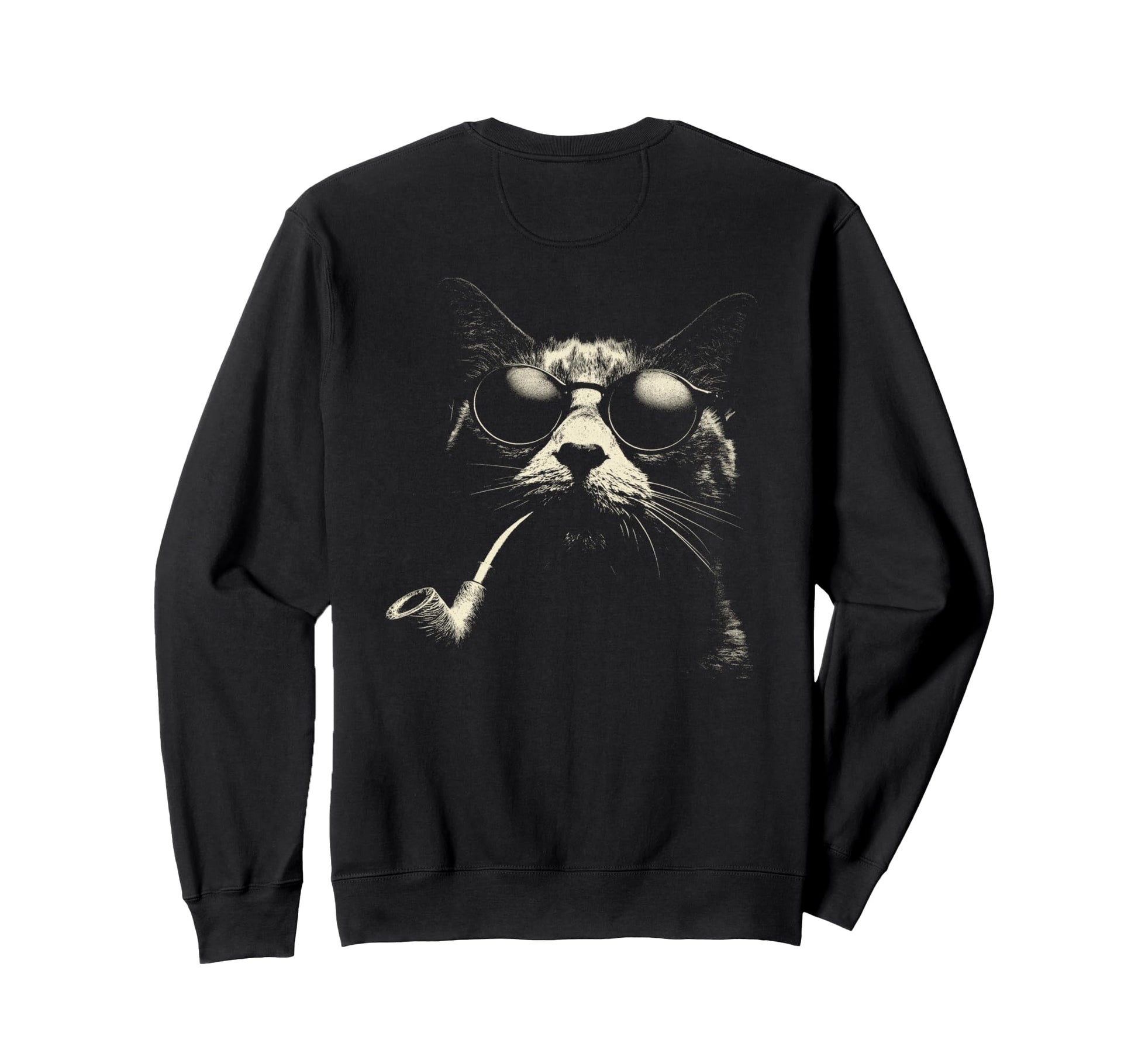 Cat Smoking Pipe Sunglasses Grunge Sweatshirt - Streetwear Style Unisex - T-Shirt, Sweatshirt, Hoodie