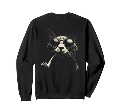 Cat Smoking Pipe Sunglasses Grunge Sweatshirt - Streetwear Style Unisex - T-Shirt, Sweatshirt, Hoodie