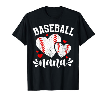 Baseball Nana Hearts Grandma Nana T-Shirt - Minimalist Print Unisex - T-Shirt, Sweatshirt, Hoodie