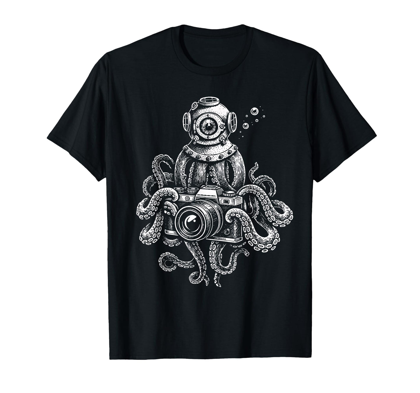 Octopus Camera Photographer Art T-Shirt - Casual Everyday Wear Unisex - T-Shirt, Sweatshirt, Hoodie