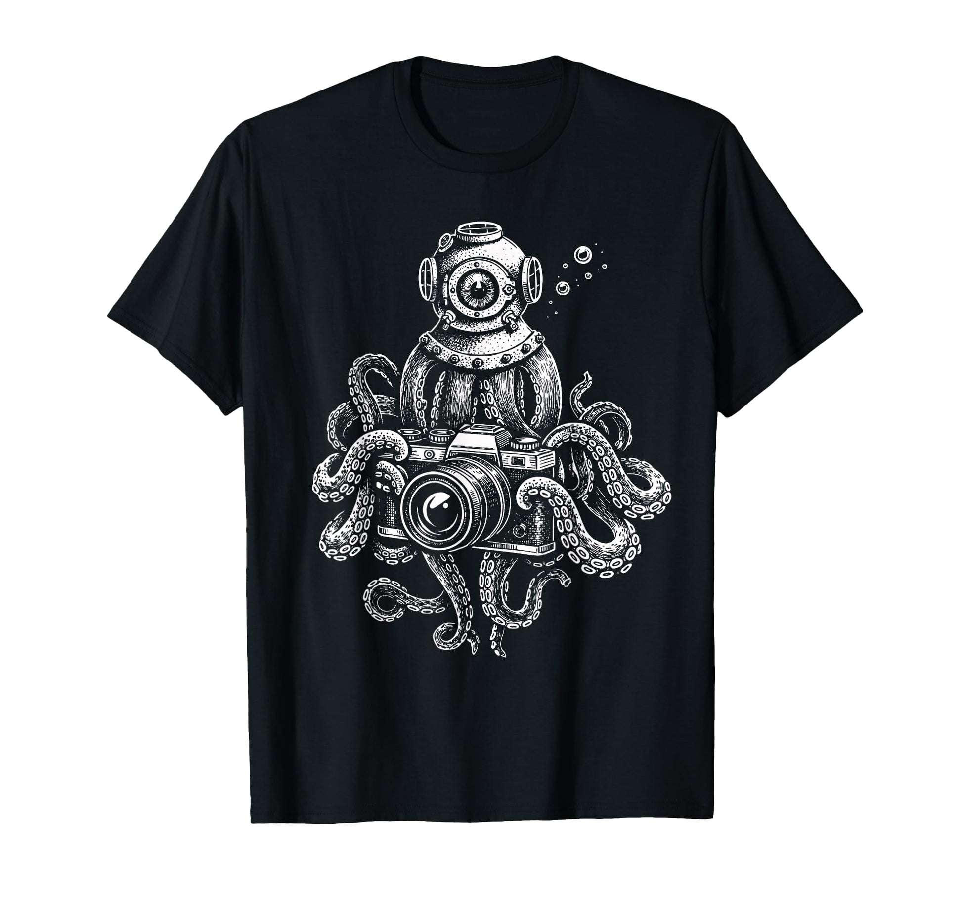Octopus Camera Photographer Art T-Shirt - Casual Everyday Wear Unisex - T-Shirt, Sweatshirt, Hoodie