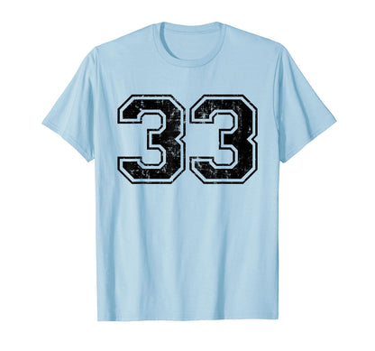 Number 33 Varsity Distressed Sport T-Shirt - Fun Novelty Design Unisex - T-Shirt, Sweatshirt, Hoodie