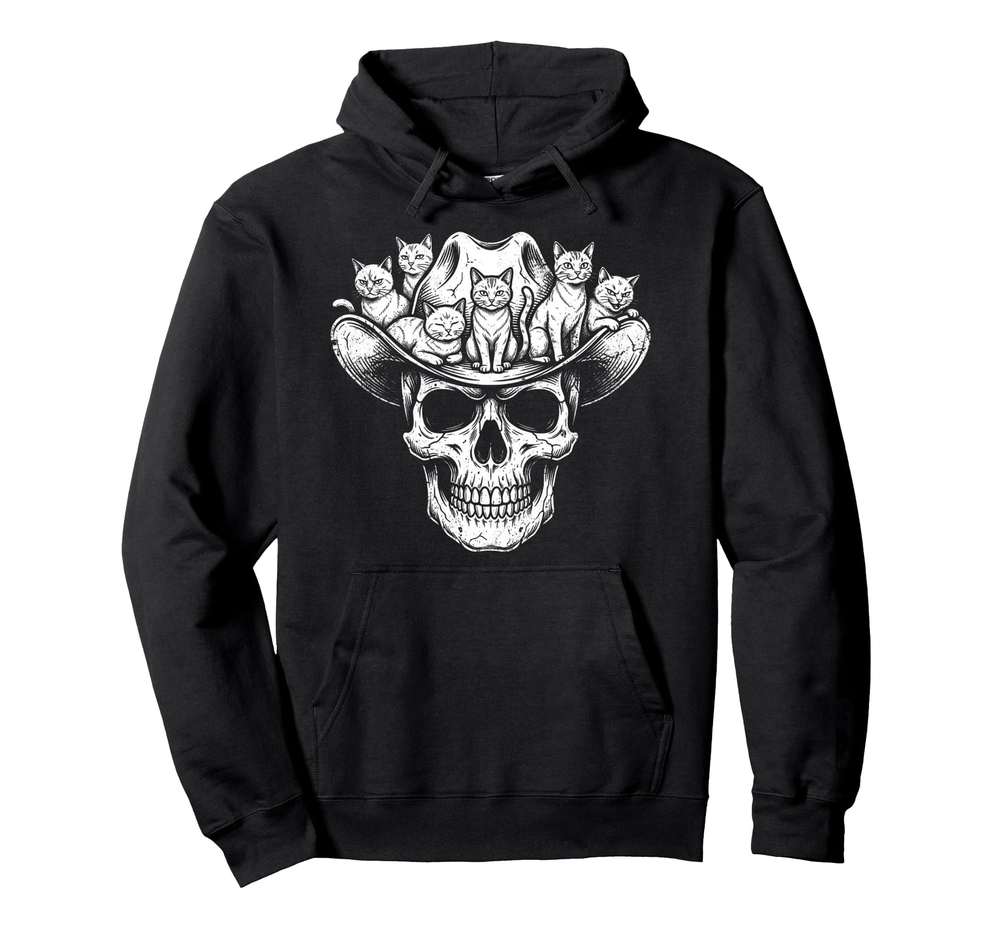 Skull Cat Skeleton Kitty Kitten Hoodie - Fun Novelty Design Men Women - T-Shirt, Sweatshirt, Hoodie