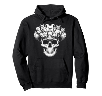 Skull Cat Skeleton Kitty Kitten Hoodie - Fun Novelty Design Men Women - T-Shirt, Sweatshirt, Hoodie