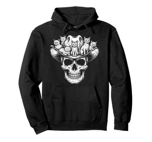 Skull Cat Skeleton Kitty Kitten Hoodie - Fun Novelty Design Men Women - T-Shirt, Sweatshirt, Hoodie