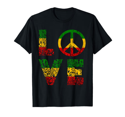 Reggae Peace Love Hippie Rasta Reggae T-Shirt - Trendy Graphic for Adults - T-Shirt, Sweatshirt, Hoodie