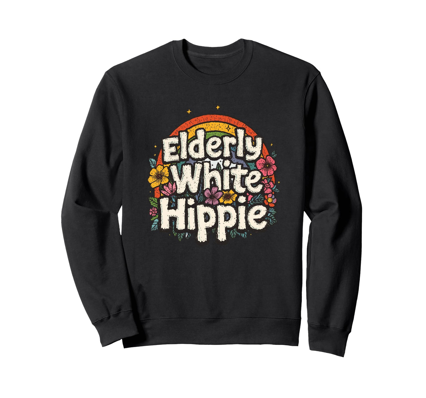 Elderly White Hippie Chillin From 60S Sweatshirt - Minimalist Print Unisex - T-Shirt, Sweatshirt, Hoodie