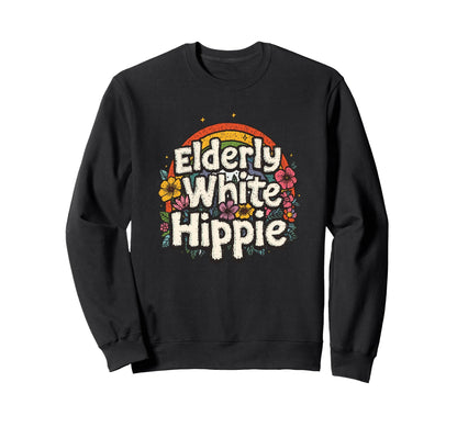 Elderly White Hippie Chillin From 60S Sweatshirt - Minimalist Print Unisex - T-Shirt, Sweatshirt, Hoodie